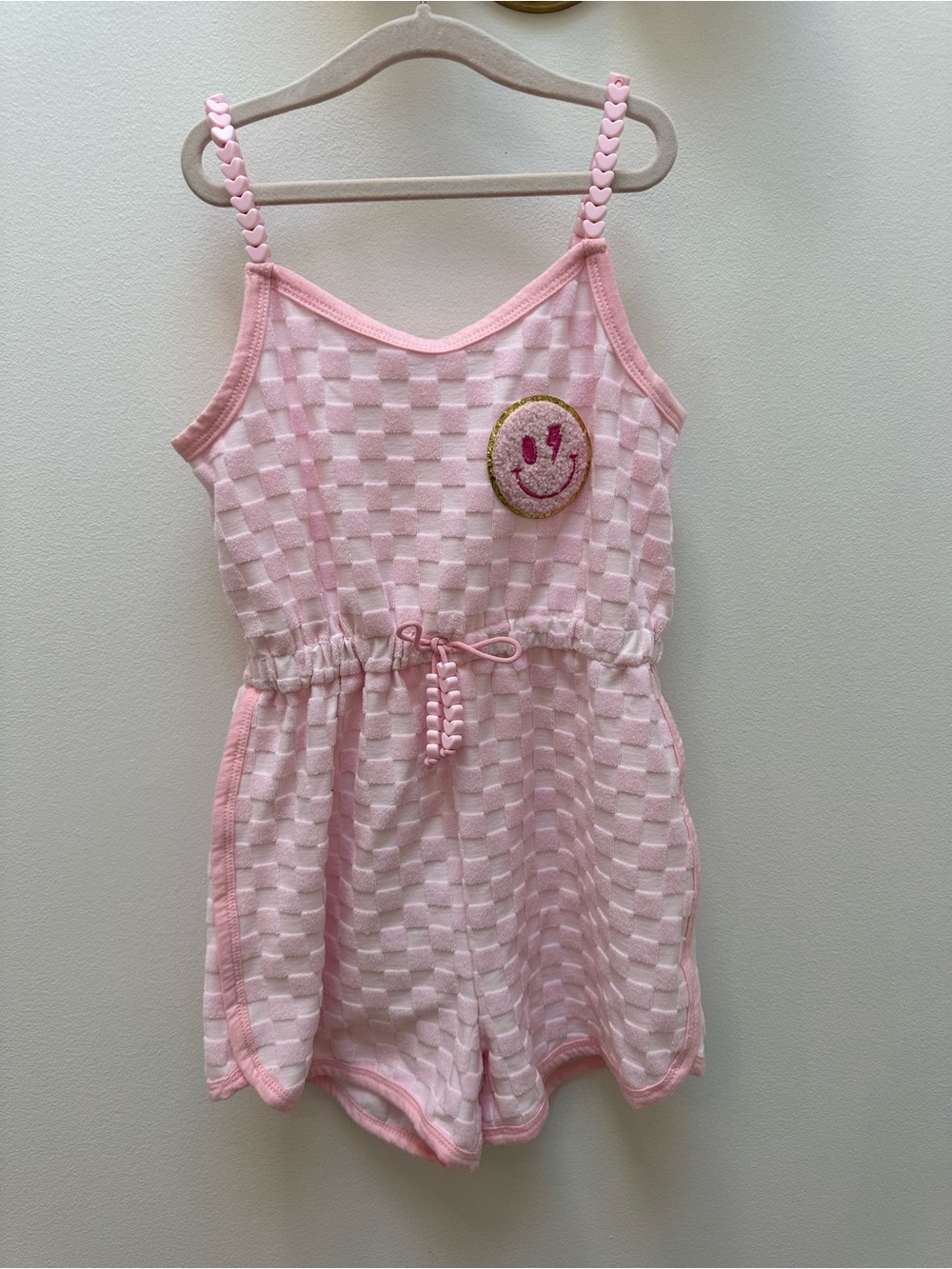 💕 Lola + The Boys Pink Gems Emoji Romper — NWOT — Sz 7?